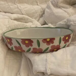 Grestel green pink floral pop
Mod 1980s  Portugal  Ceramic Oval Dish